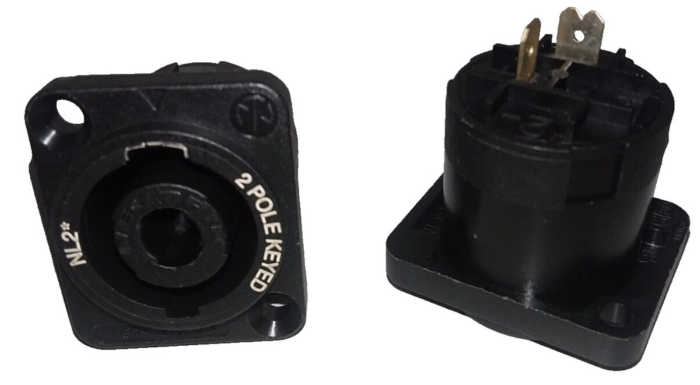2x Neutrik NL2+ 2 Pole Speak On Connector Chassis Panel Mount Speaker Terminal