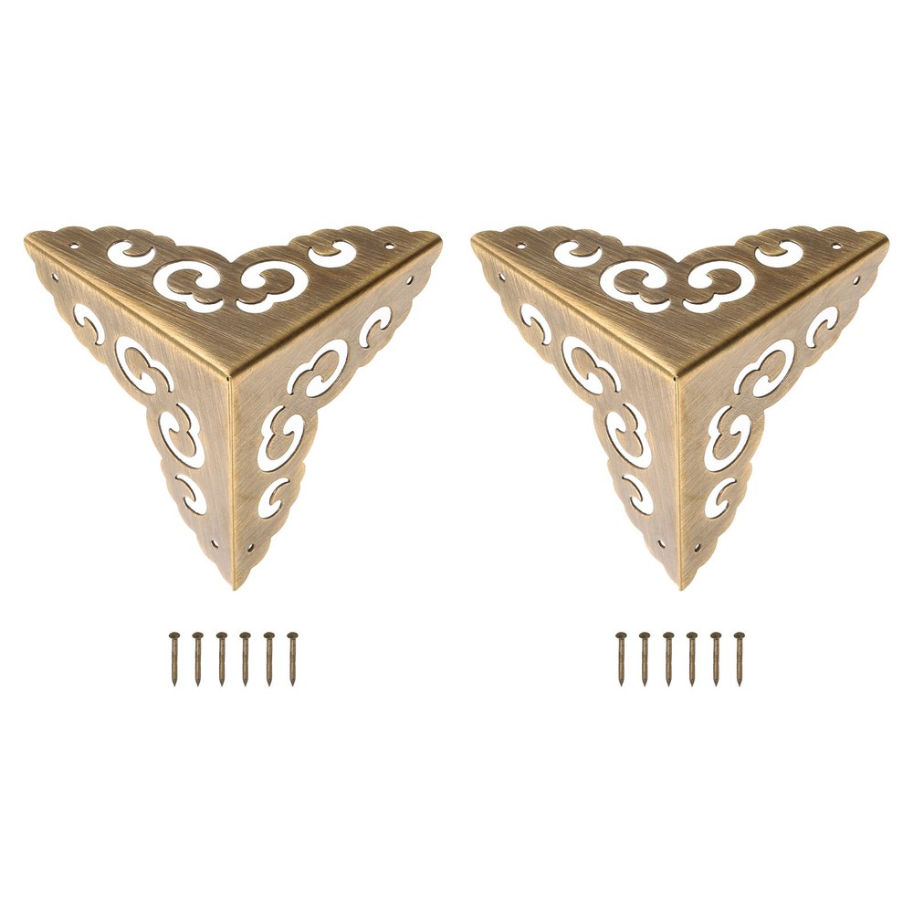 2 Pcs 65mm Decorative Box Corner Cover, Corner Protector, Bronze