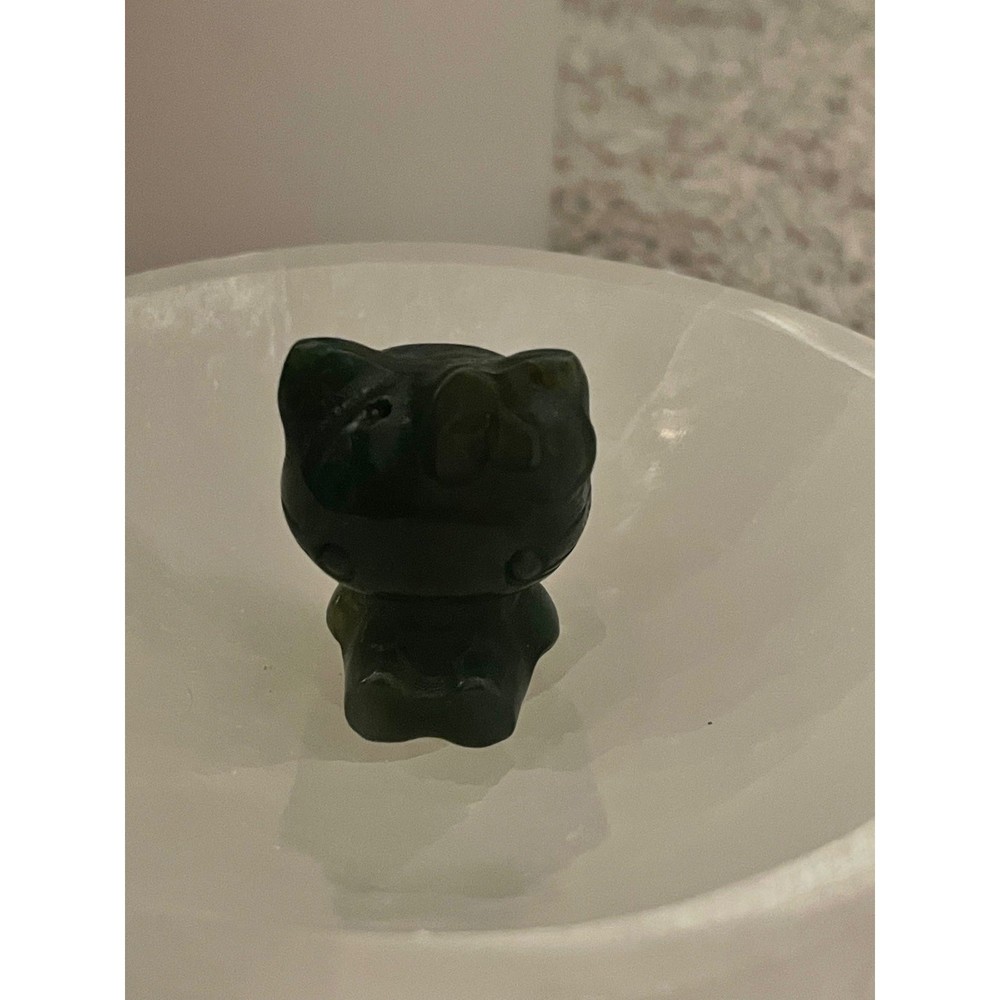 Moss Agate Hello Kitty Carving