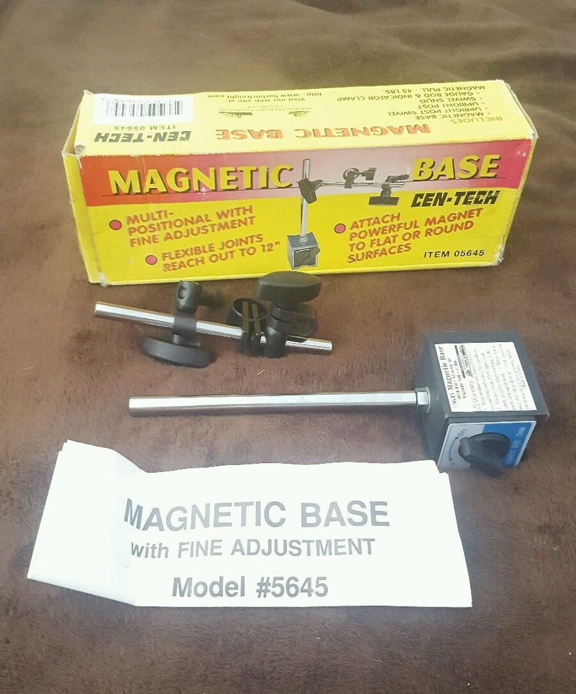 Cen-Tech Multi-Position Magnetic Base w/ fine adjustment 45lb pull 12 inch reach