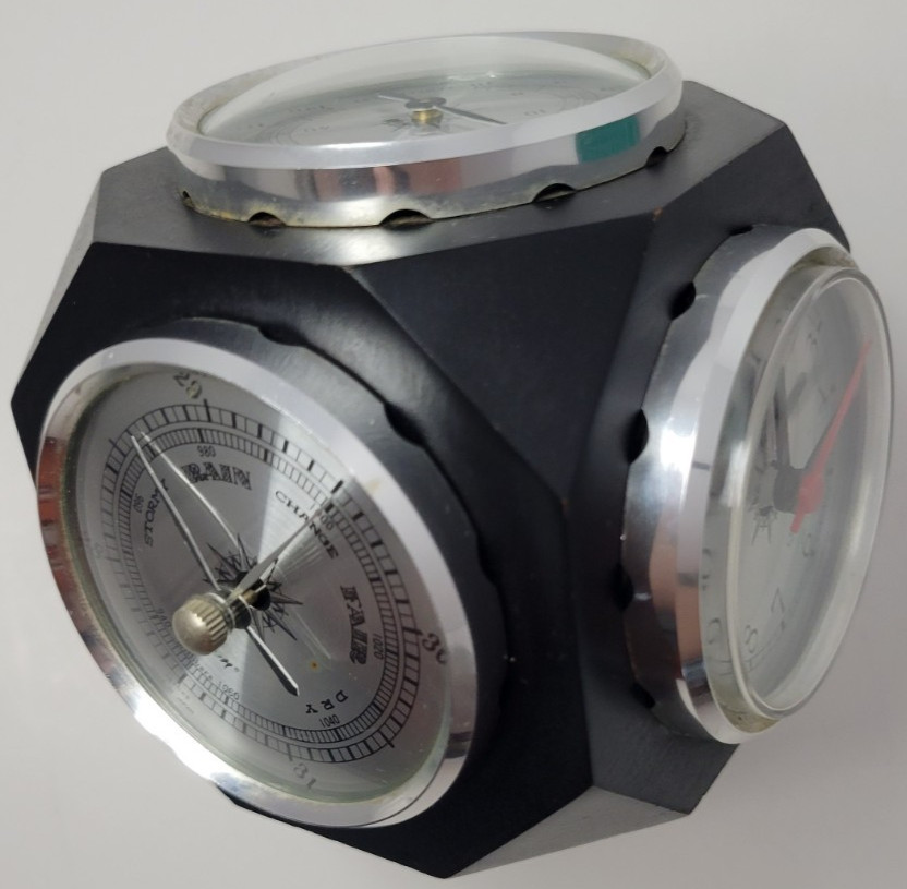 Devon Rotating Geometric Weather Station & Clock Working Vintage 1970's