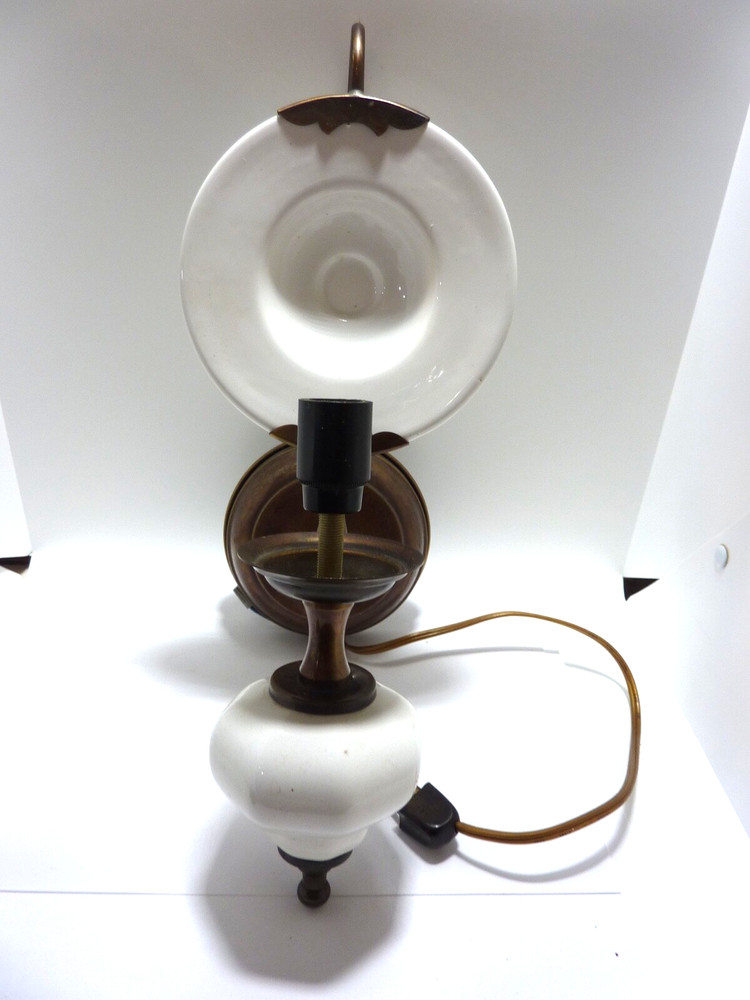 Vintage White CERAMIC REFLECTOR  Mid Century Electric Wall Light Lamp  E 12