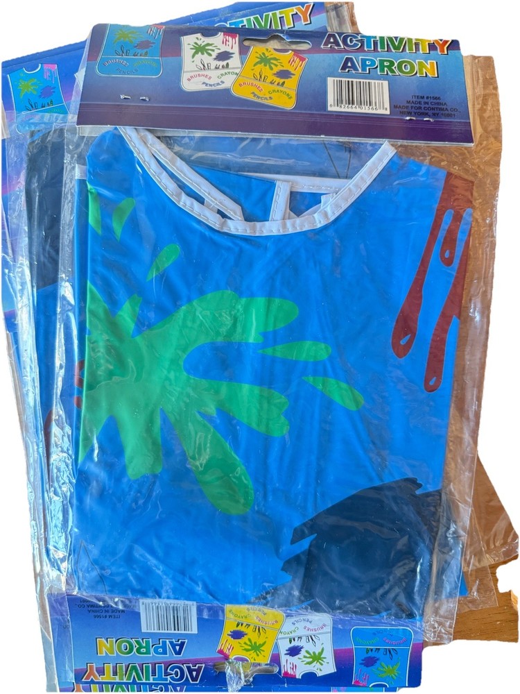 Kids Activity Apron Pencils Crayons Brushes Blue Multi School Project DIY Bundle