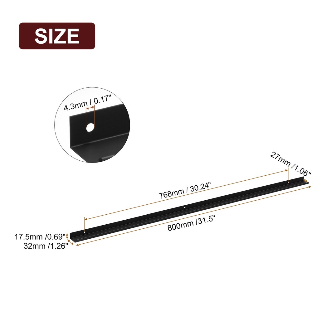 Cabinet Edge Finger Pull, 3pcs 800mm/31.5 Hidden Cabinet Pulls, Black