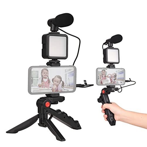 Smartphone Vlog Kit Mini LED Video Light + Cardioid Microphone + Extendable