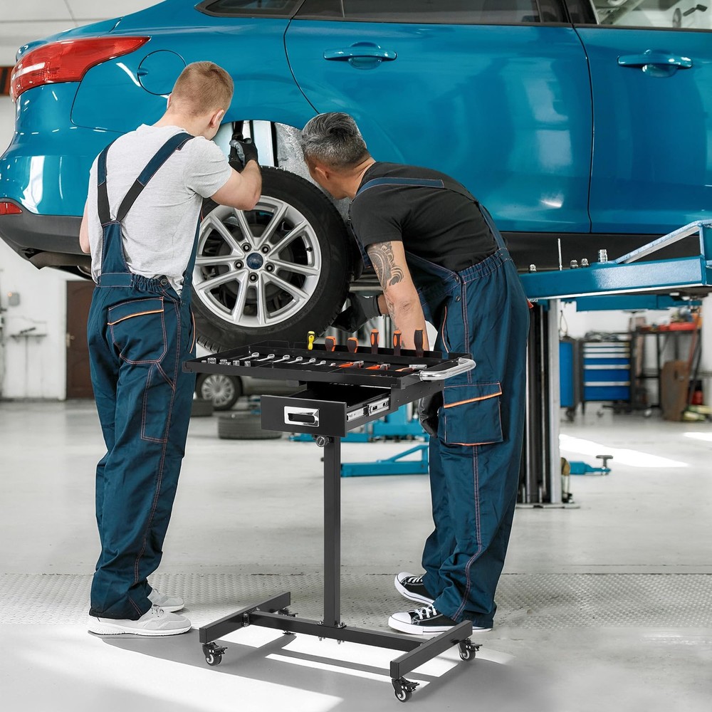 🔥Heavy-Duty Rolling Tool Cart Garage Mobile Adjustable Workbench 330lb Work Tab