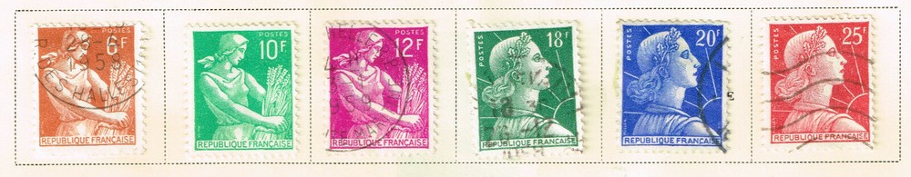 France Mariana agriculture issue stamps 1957