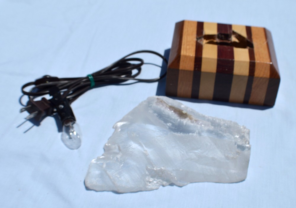 #11,578 Large Clear Selenite in Lighted Stand