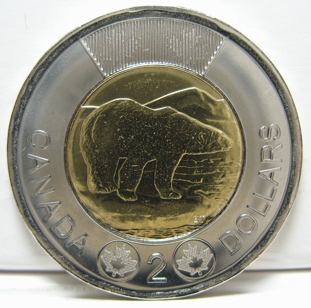 Canada 2019 $2 Polar Bear BU ( From a new roll )