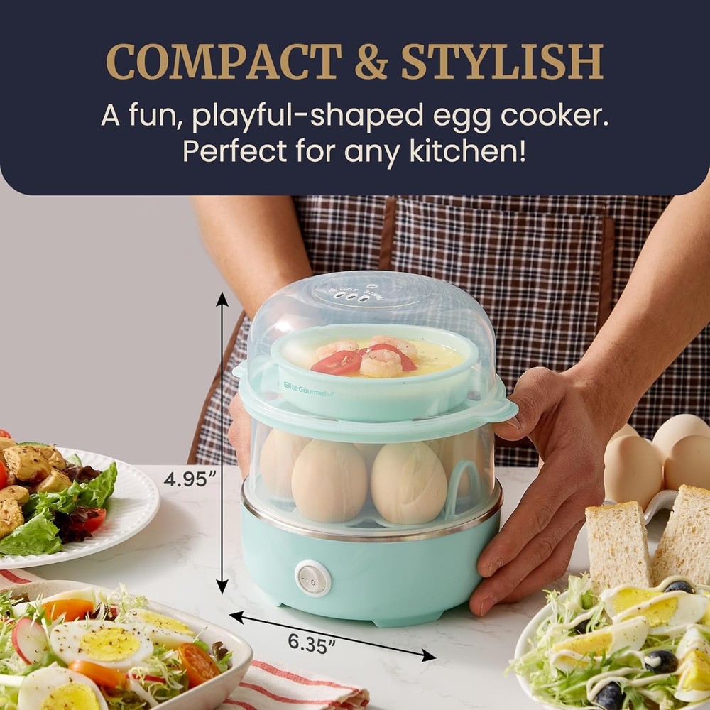 Easy Egg Cooker 14-Egg Capacity Stainless Steel Auto Shut-Off