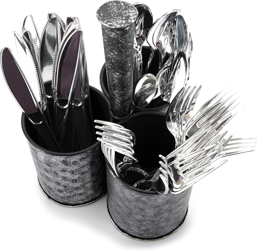 Mind Reader 3-Compartment Metal Organizer Caddy with Handle, Multi-Purpose Stora