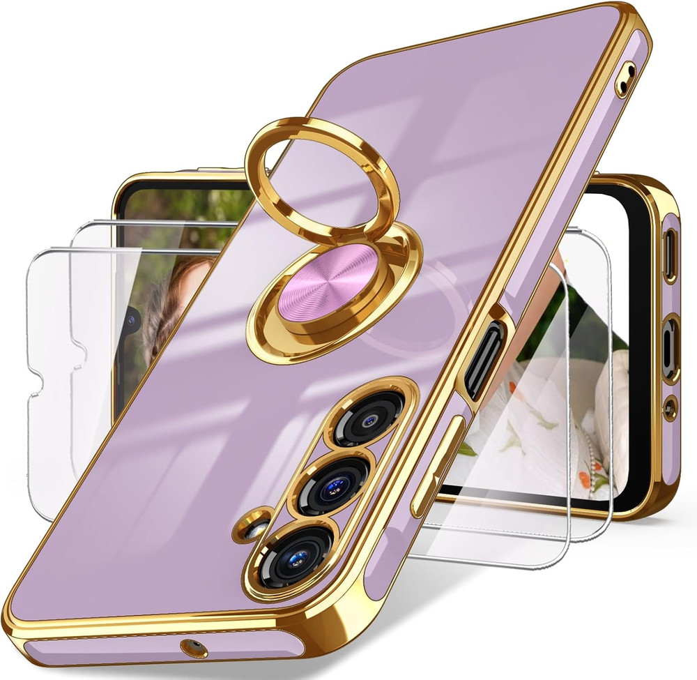 for Samsung Galaxy A16 5G Case, Screen Protector, 360° Rotatable Ring Holder Mag