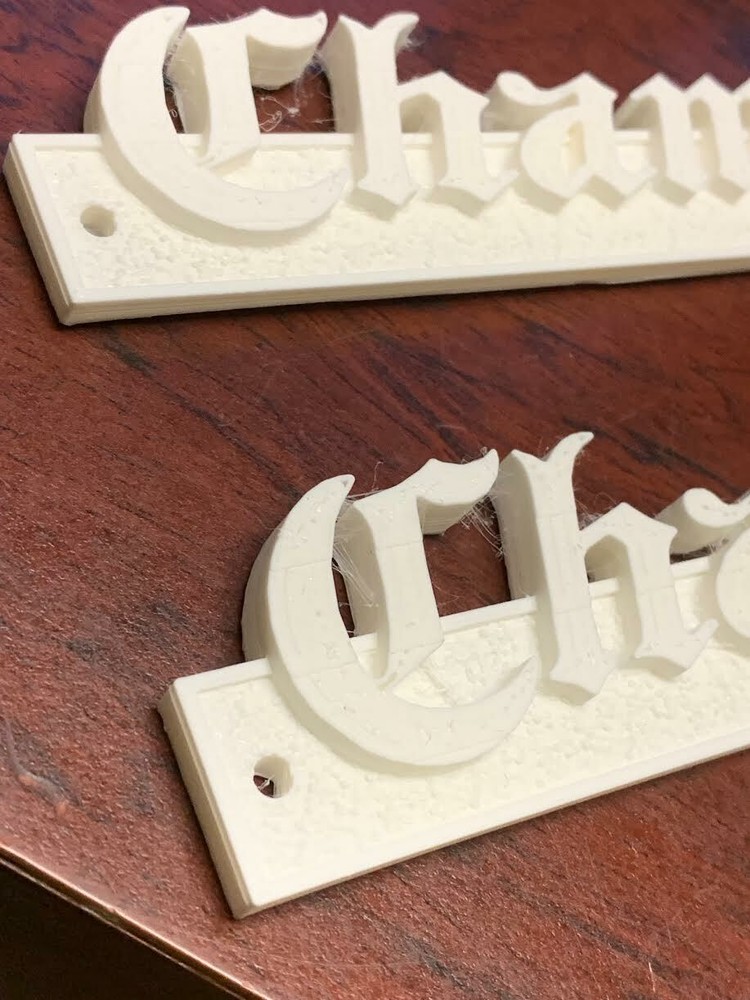 3 Plastic Champion Classic Vintage nameplates 7" long