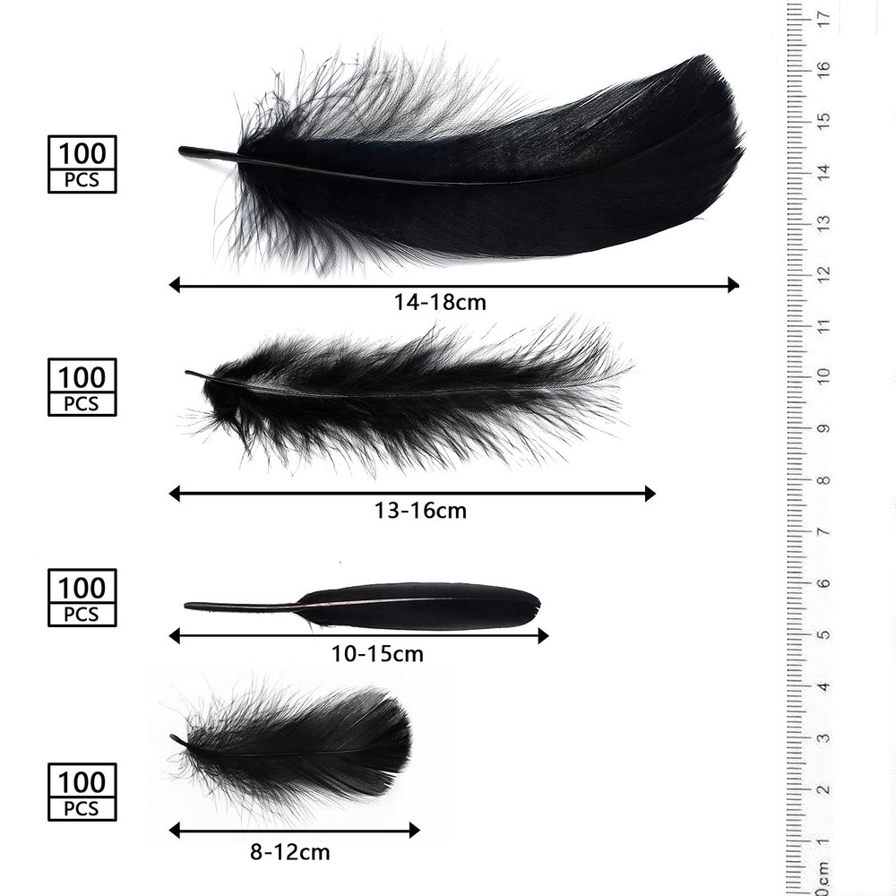 4 Styles Assorted Black Crafts Feathers For DIY Decoration Party Accessory