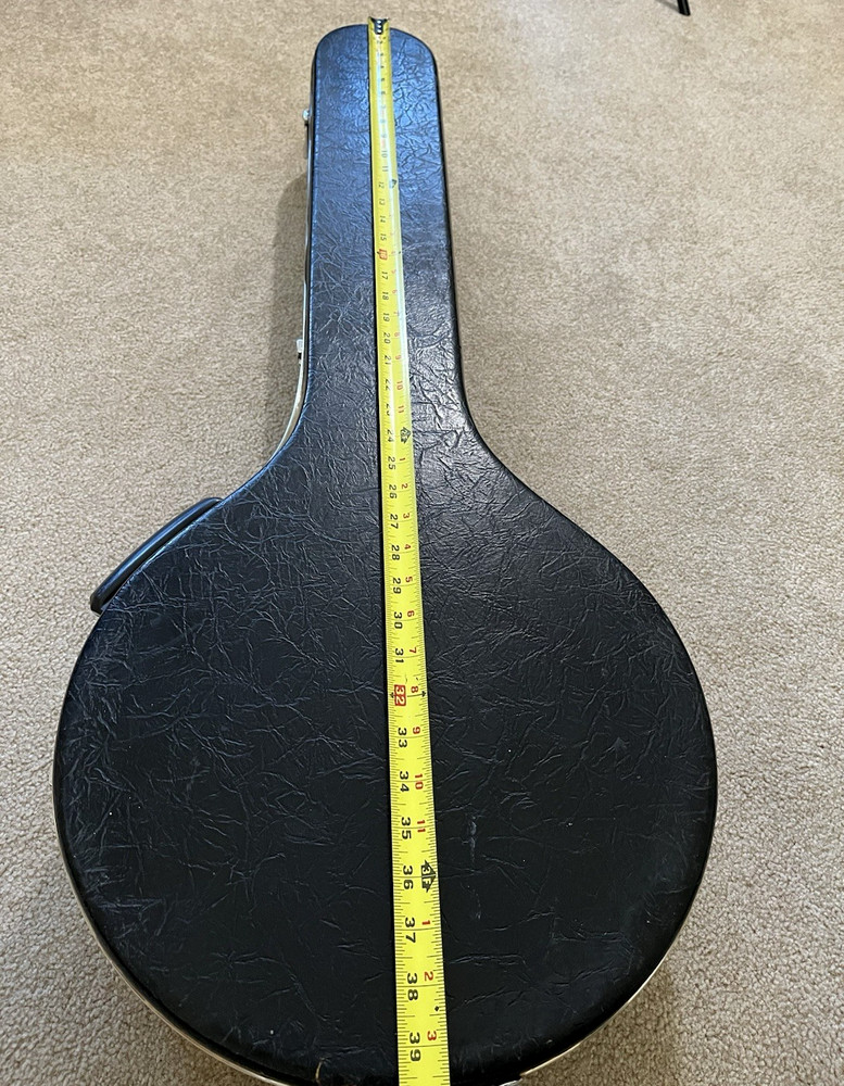 Vintage Black Leather Hard 5-String Banjo Case with Carry Handle