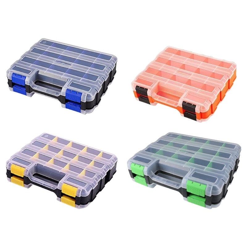 Double Side Hardware Organizer Box Plastic Tool Organizer for Nuts Bolts Screws