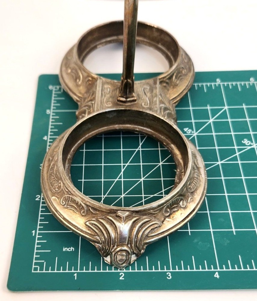 Victorian Style Silverplate Condiment Stand Dual Holder, Ornate Shell Scroll Bar
