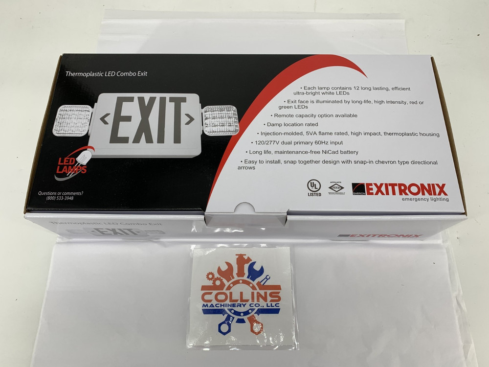 EXITRONIX VLED-U-WH-EL90-R LED Combination Exit Sign/Emergency Light Red 120/277