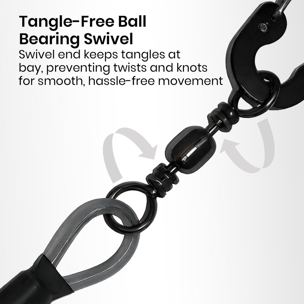 Pristis 2 Pack Fishing Pole Tethers, Length range: 25''- 63'', Blue & Black