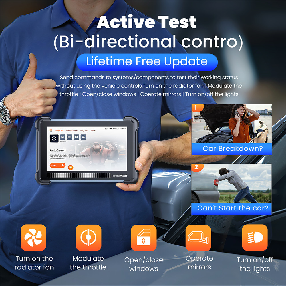 ThinkScan 689/689BT/672 Car Diagnostic Scanner OBD2 Scan Tool Active Test