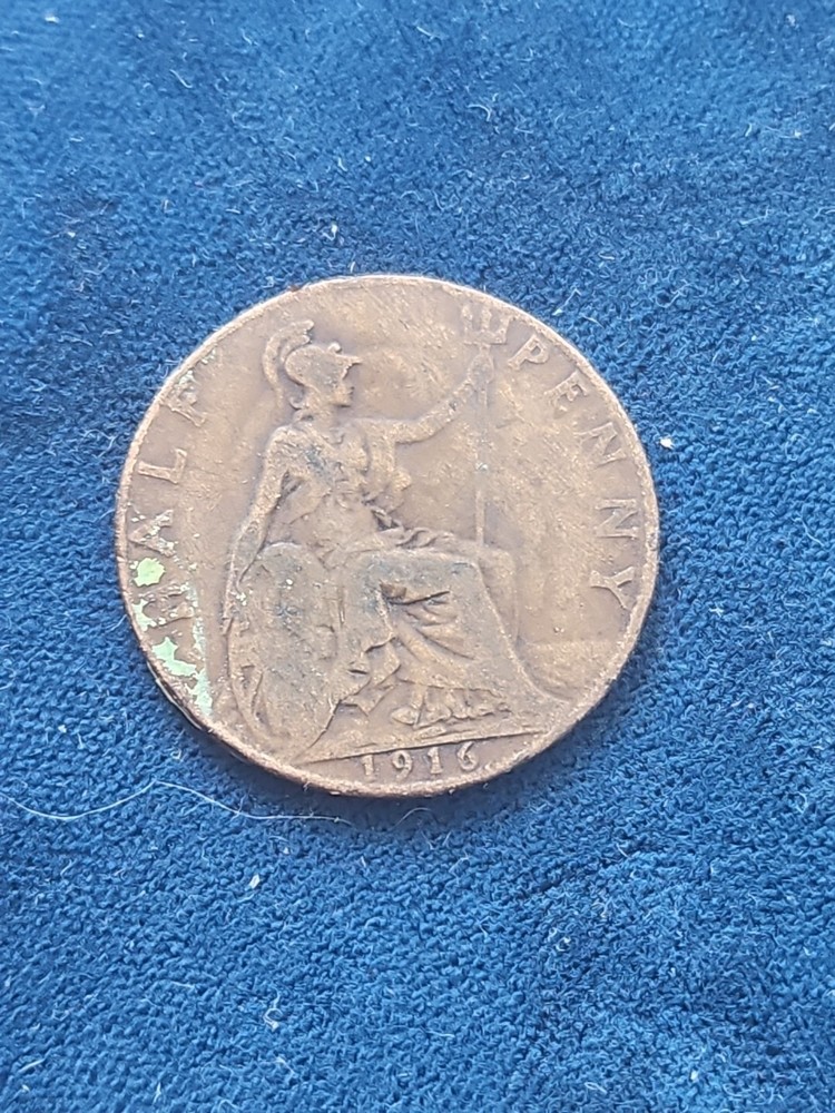 1916 Great Britain UK Half Penny Coin (KM.#809)