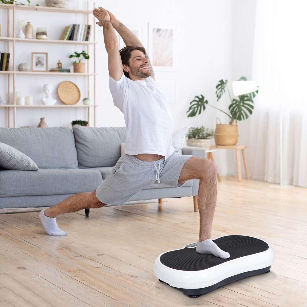 Slim Vibration Plate Exercise Machine Vibro Shaper 3 Program W/ Bluetooth White