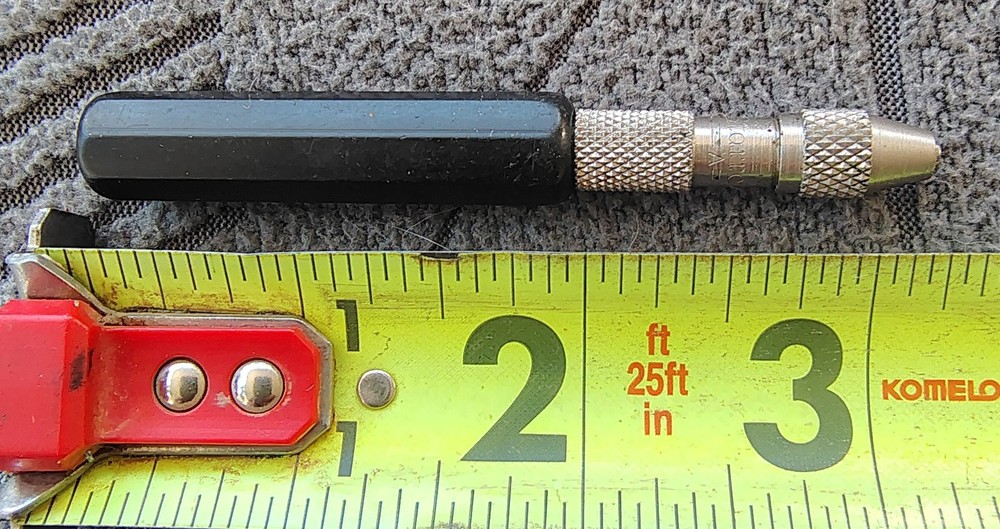 🗽VINTAGE STARRETT PIN VISE OCTAGONAL HANDLE 0-.040"