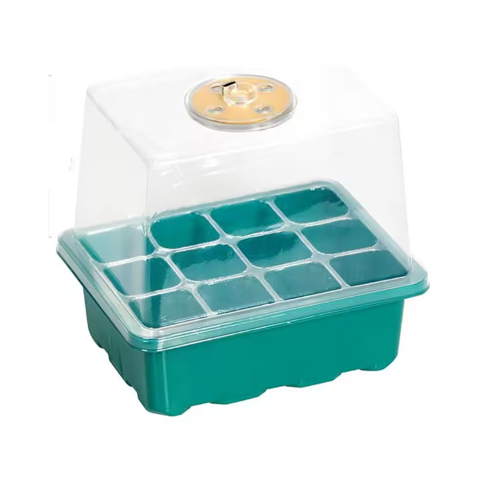 6-Set Seed Starter Tray Kit with Grow Lights and Adjustable Humidity Domes for E