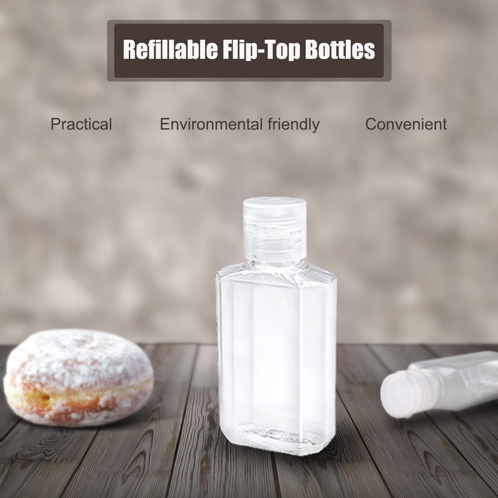 40 Pack 2 Oz Plastic Refillable Bottles with Flip Cap, Travel Size Clear