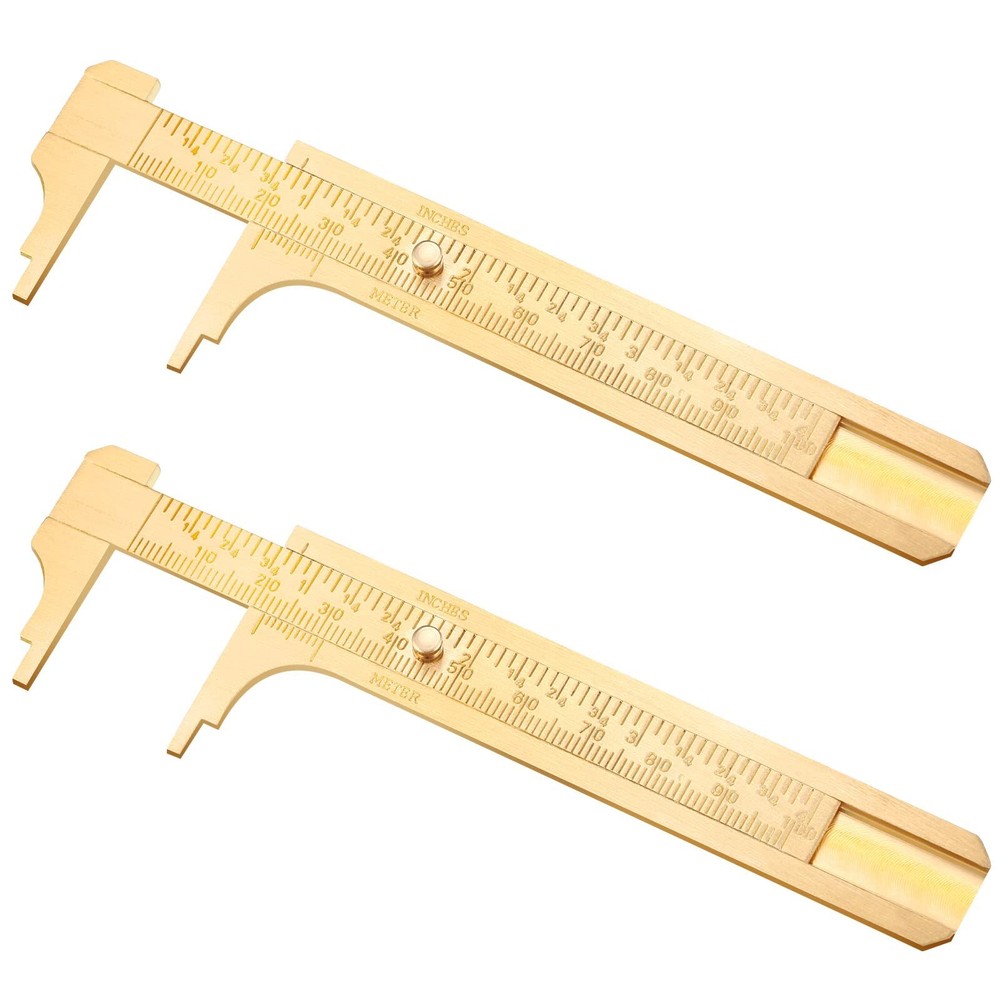 2 Pack Brass Vernier Caliper Pocket Handy Caliper Measuring Mini Tool