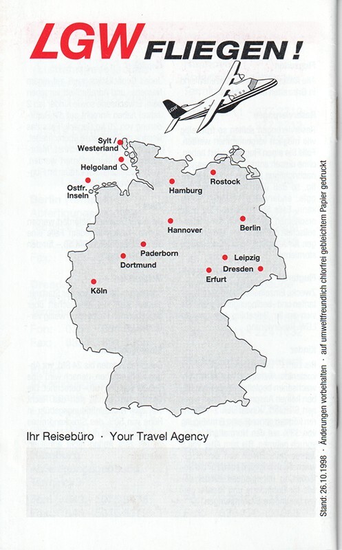 LGW Luftfahrt Gesellschaft Walter timetable 1998/10/26