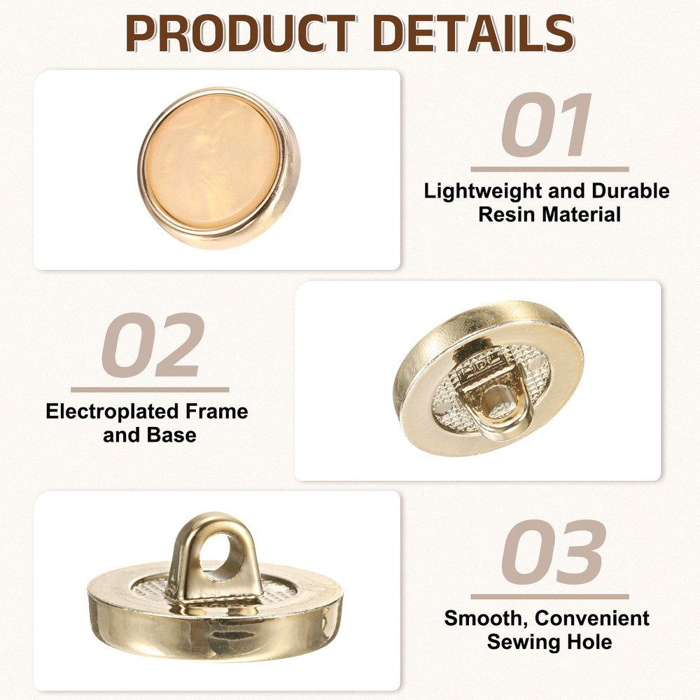 5Pcs Round Button, 18mm/0.7" Resin Decorative Pattern Button, Beige