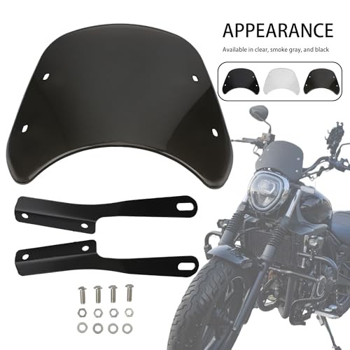 Universal 5"-7" Motorcycle Windshield Wind Deflector Windscreen Front Ash