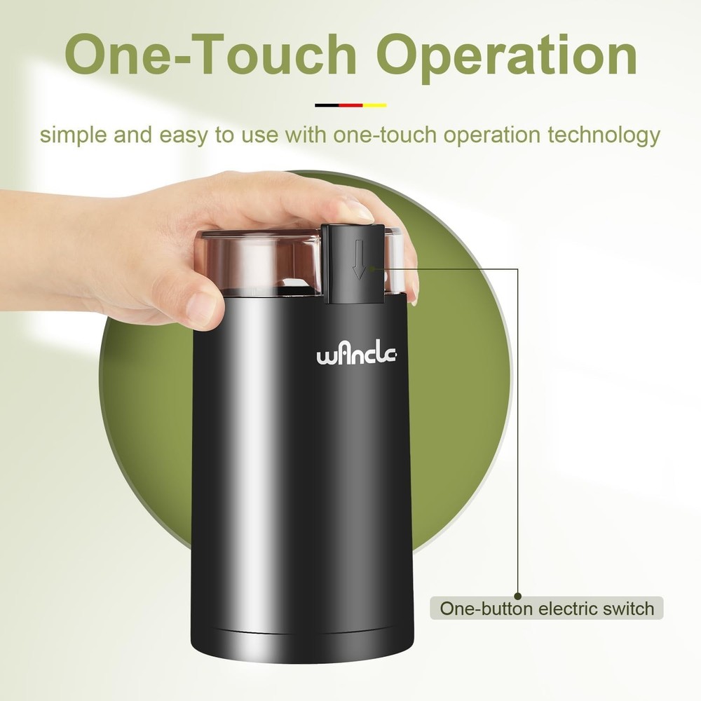 Electric Coffee Grinder, Spice Grinder, One Touch Coffee Mill for Beans, Spic...