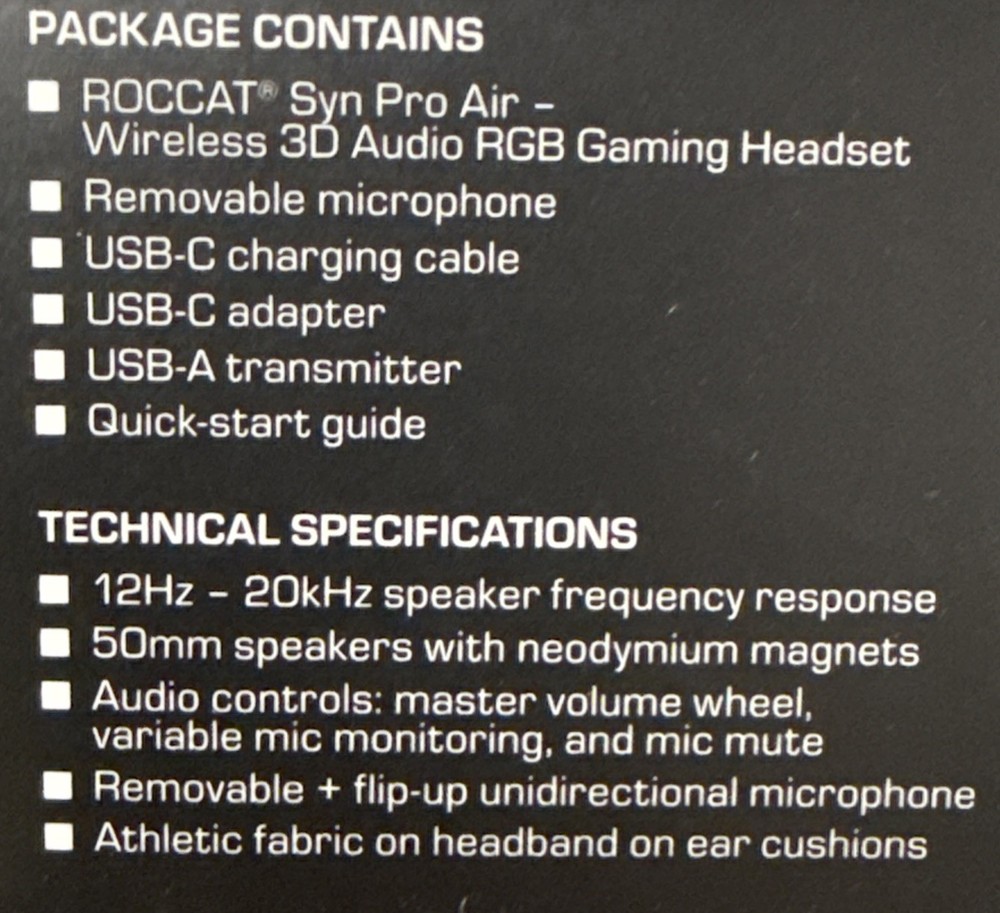 ROCCAT Syn Pro Air Wireless Gaming Headset