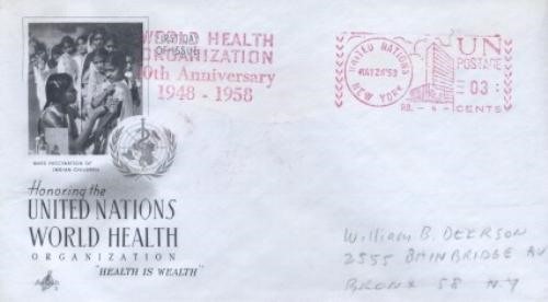 UN METER SLOGAN - WHO 10TH ANNIVERSARY 1958 a