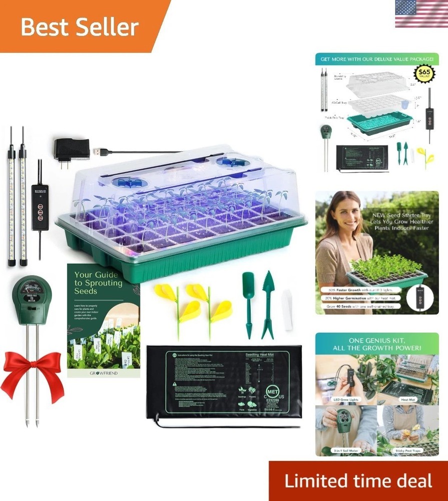 Indoor Plant Propagation Station: Seed Starter Kit with Traps & Adjustable Dome