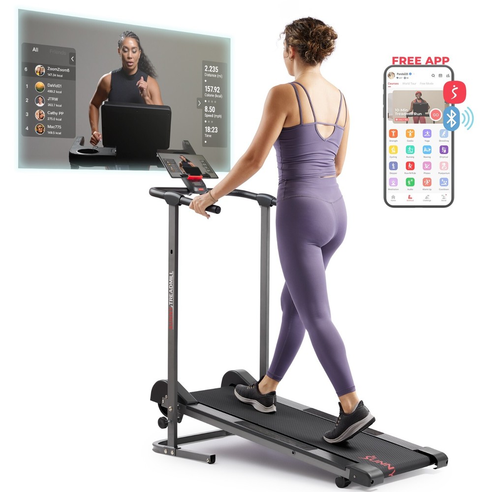 Smart Foldable Walking Pad Treadmill with Handle Bar For Home Portable Manual