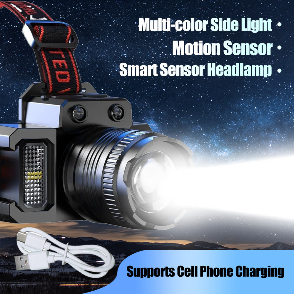 Powerful 12000000LM LED Rechargeable Headlight Zoomable Headlamp Head Torch US