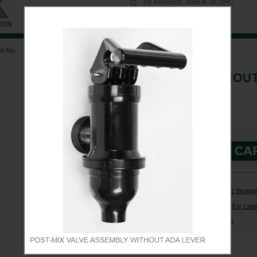 POST-MIX VALVE ASSEMBLY WITHOUT ADA LEVER #637-0015