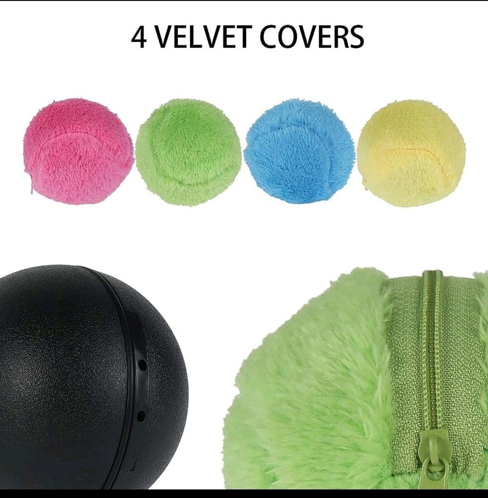 Roller Ball for Large Dog | Automatic Rolling Toy w Replaceable Covers | Durable