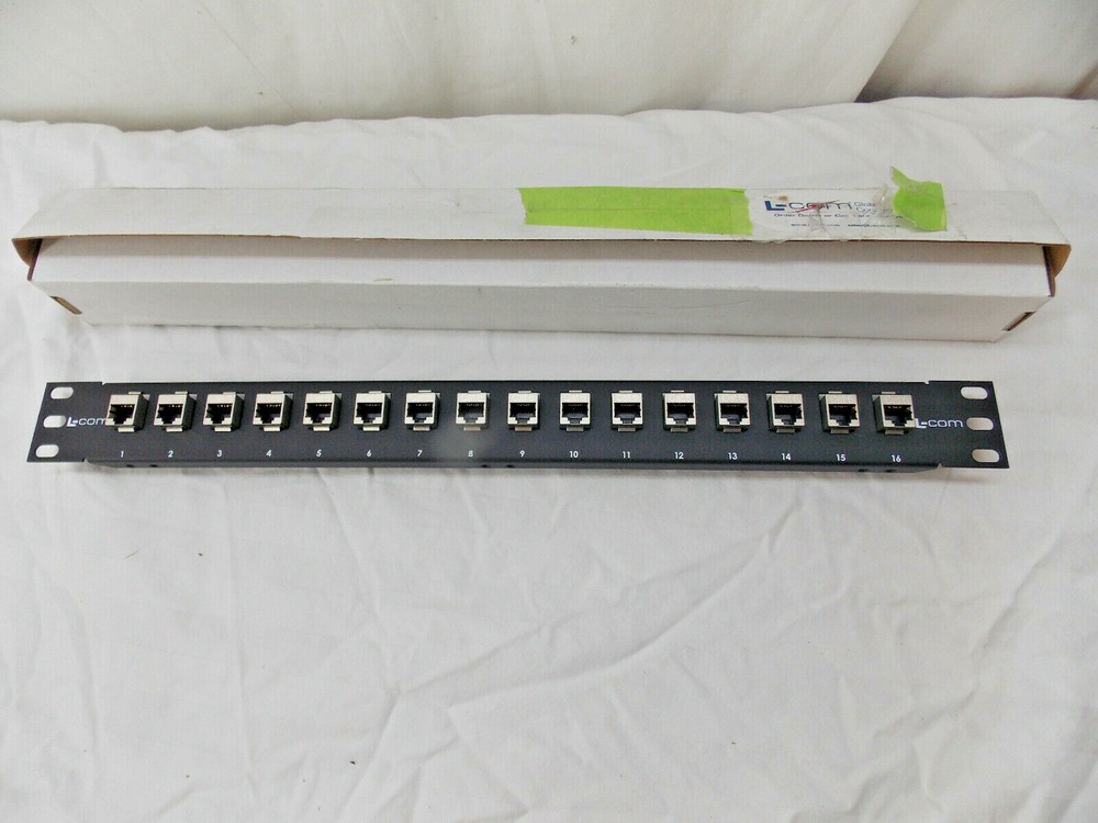 L-Com PR175C6-16S 1.75" 16 Port Low Profile Cat 6 Feed-Thru Panel, Shielded