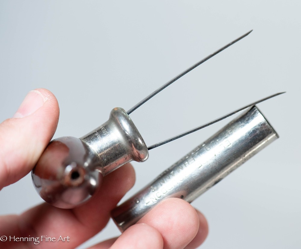 Antique 1899 Wine Bottle Cork Puller Extractor Elmore Bourbon Peoria, IL