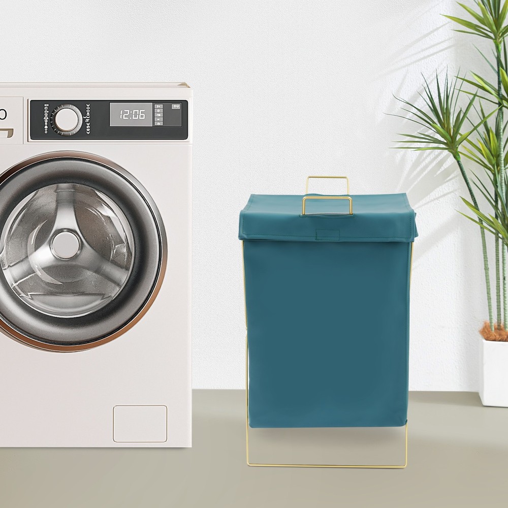 X-Frame Laundry Basket, Dirty Clothes Basket w/Lid, Foldable Laundry Hamper