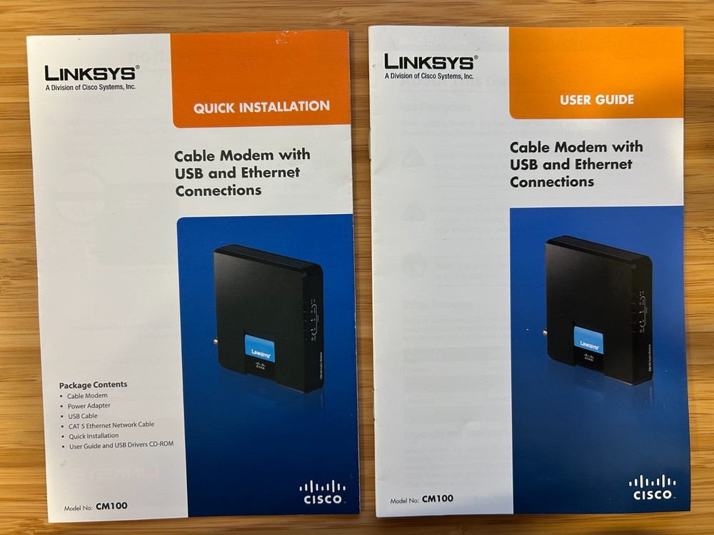 Linksys Cable Modem CM100 CD User Guide & USB Drivers Version 1.0B Disc