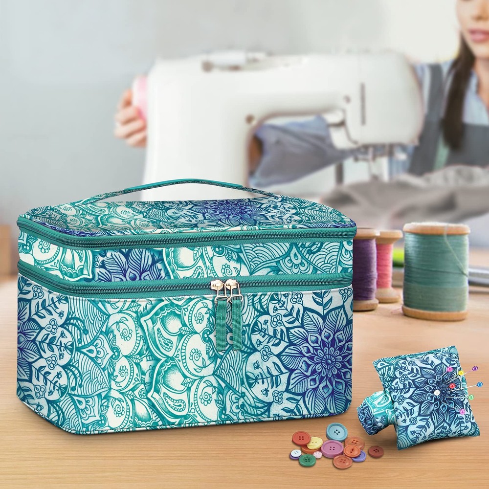 Sewing Accessories Storage and Organizer Case, Double-Layer Sewing Kits Carry...