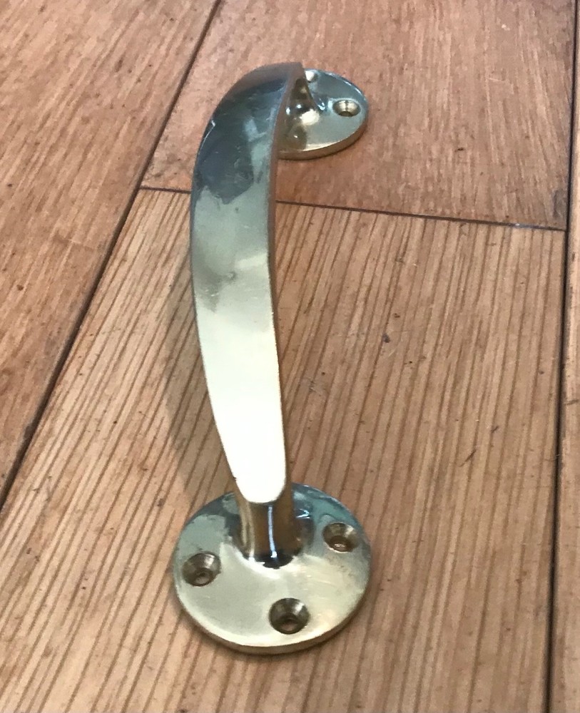 Vintage solid brass pull handle 182mm long 7” approx  (YX9)