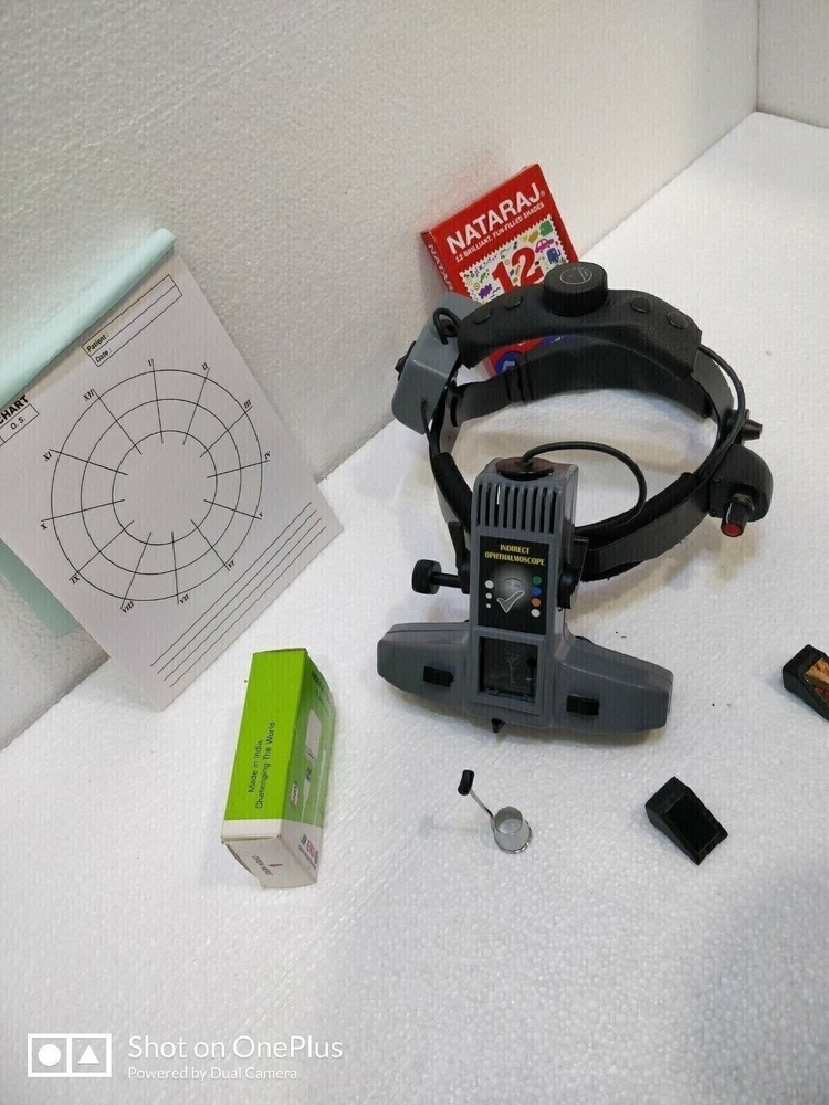 Binocular indirect ophthalmoscope with accessories