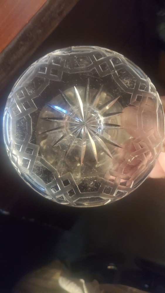 antique crystal etched with bottom cream pitcher with top