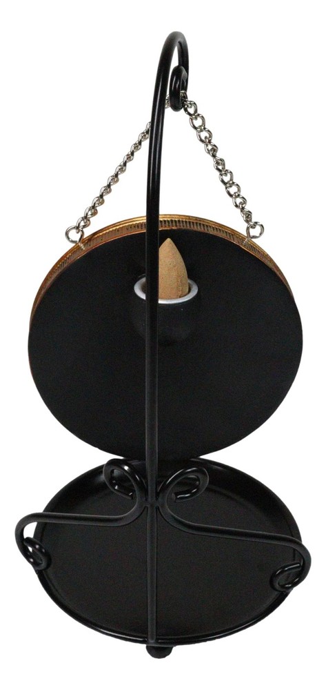 Evil Eye with Mandala Floral Scroll Round Medallion Backflow Incense Cone Burner